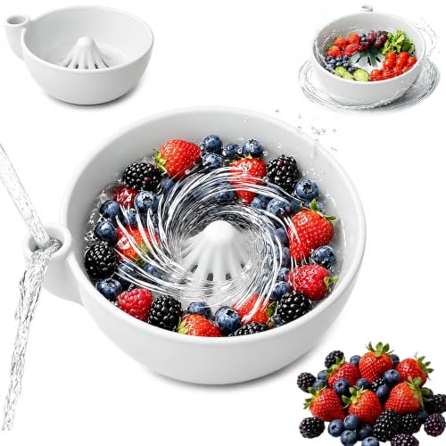 ZQALYNO Berry Bowls With Holes Ceramic — Ceramic Self Spinning Berry Washing Bowl