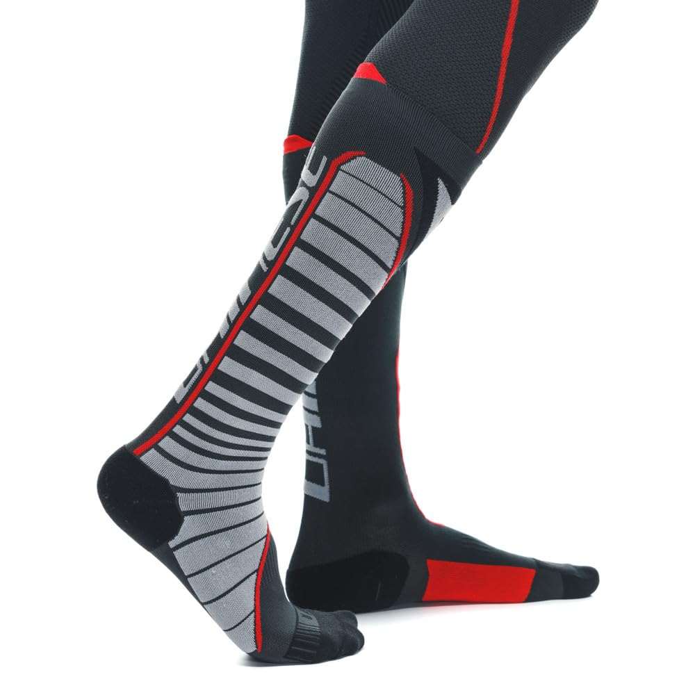 Dainese Thermo Long Socks, Calcetines Largos Moto, para Hombres y Mujeres, Negro/Rojo, 3638