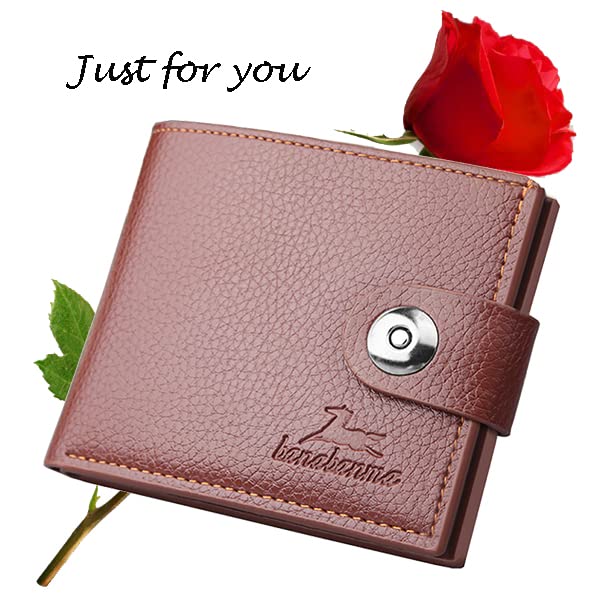 Image of Slim Wallet for Men with Coin Purse, Minimalist Wallet with Zipper, Bifold Mens Wallets with Credit Card Holder, PU Leather Men's Wallet with Money Clip, Carteras Para Hombres (BUCKLE BROWN)
