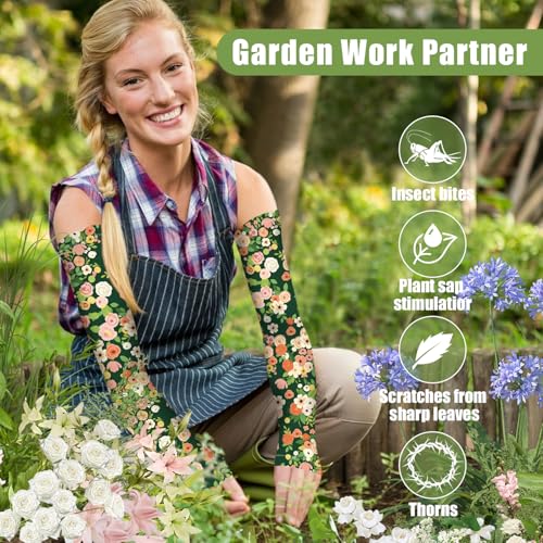 Image of Bebila Gardening Sleeves for Women Farm UV Sun Protection Anti-Scratch Cooling Sleeves with Thumb Hole Arms Cover Outdoors