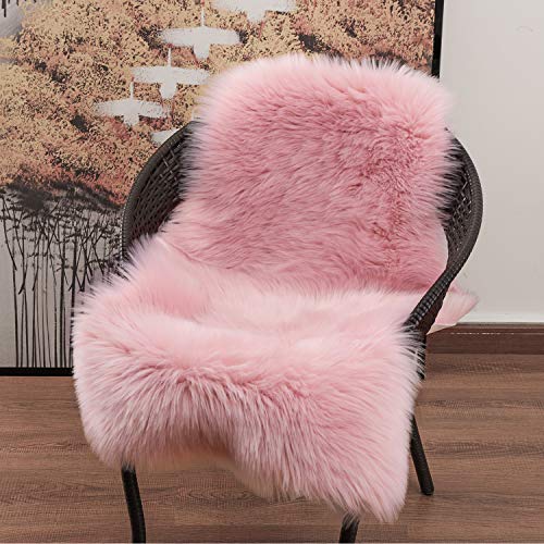 YOH Soft Faux Sheepskin Chair Cover Seat Cushion, Modern Imitation Sheepskin Plush Carpets