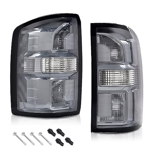 PIT66 Smoke Lens Tail Lights Compatible with GMC Sierra 1500 2500 HD 3500 HD 2014 2015 2016 2017 2018 2019 Drive & Passenger Side Rear Light Lamp Assembly