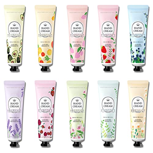 Beeyoye 10 Pack Hand Cream Set,Mini Moisturizing Hand Lotion For Dry Cracked Hands,Stocking Stuffers Bulk Gifts,Travel Size Hand Care Cream With Natural Plant Fruit Scented For Women #TOP4