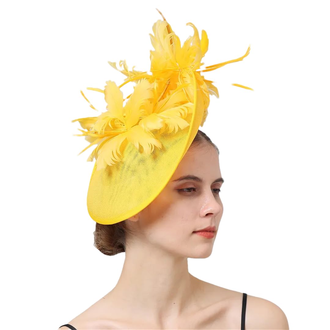 Cappello da donna in lino acrilico Fascinators modisteria cappello a tesa larga Fedora per festa di nozze chiesa