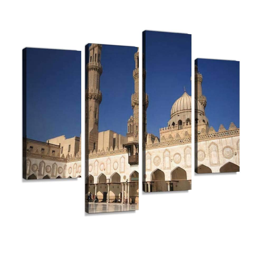 quetas artwork The Al Azhar Mosque in Cairo, Egypt Canvas Print Wall Art Pictures Framed Digital Print Abstract Painting Room Home Office Decor Ready to Hang 4 Panel