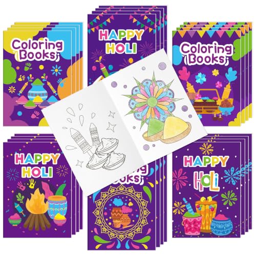Image of Bulk Holir Coloring Books, 24Pcs Happy Holi Mini Drawing Booklet for Kids