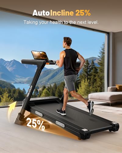 TREAFLOW Treadmill with 0-25% Auto Incline, 3.5 HP Folding for Home Running, 10.0 MPH Max Speed, 300 lbs Weight Capacity, Bluetooth Speaker. - Image 3