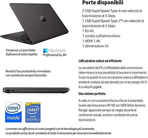 Notebook HP i3 250 G8 Grey Tragbares LED-Display 15.6 Zoll HD Cpu Intel Core i3-1115G4 11Th Gen Bis zu 4.1 GHz,RAM 8 GB DDR4,Grafik Intel UHD,Hdmi Lan Wifi Bluetooth h /Windows 10 Pro – Bild 5