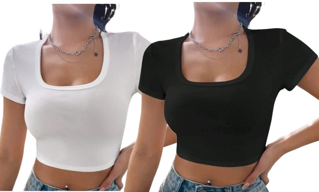 jc jummy couture Pack of 2 Casual Women Black and White Top-picture-31