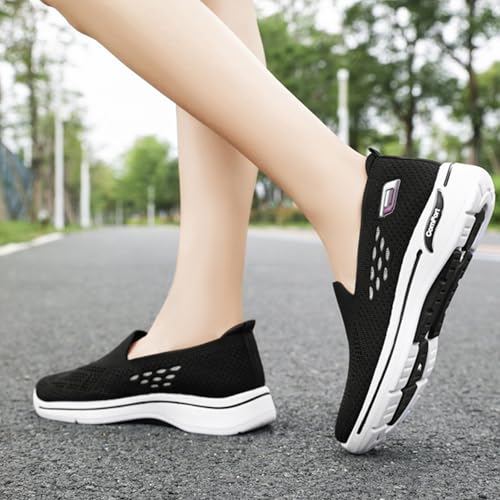 Womens Woven Orthopedic Shoes Breathable Soft Mesh Diabetic Shoes Go Walk Slip on Sneakers Casual Lightweight Comfortable Sneakers with Arch Support Outdoor Walking Tennis Sports Hands Free Loafers3