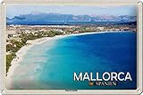Vernis mat Plaque métallique 30 x 20 cm Majorque Espagne Motif Playa de Alcdia - DekoNo7