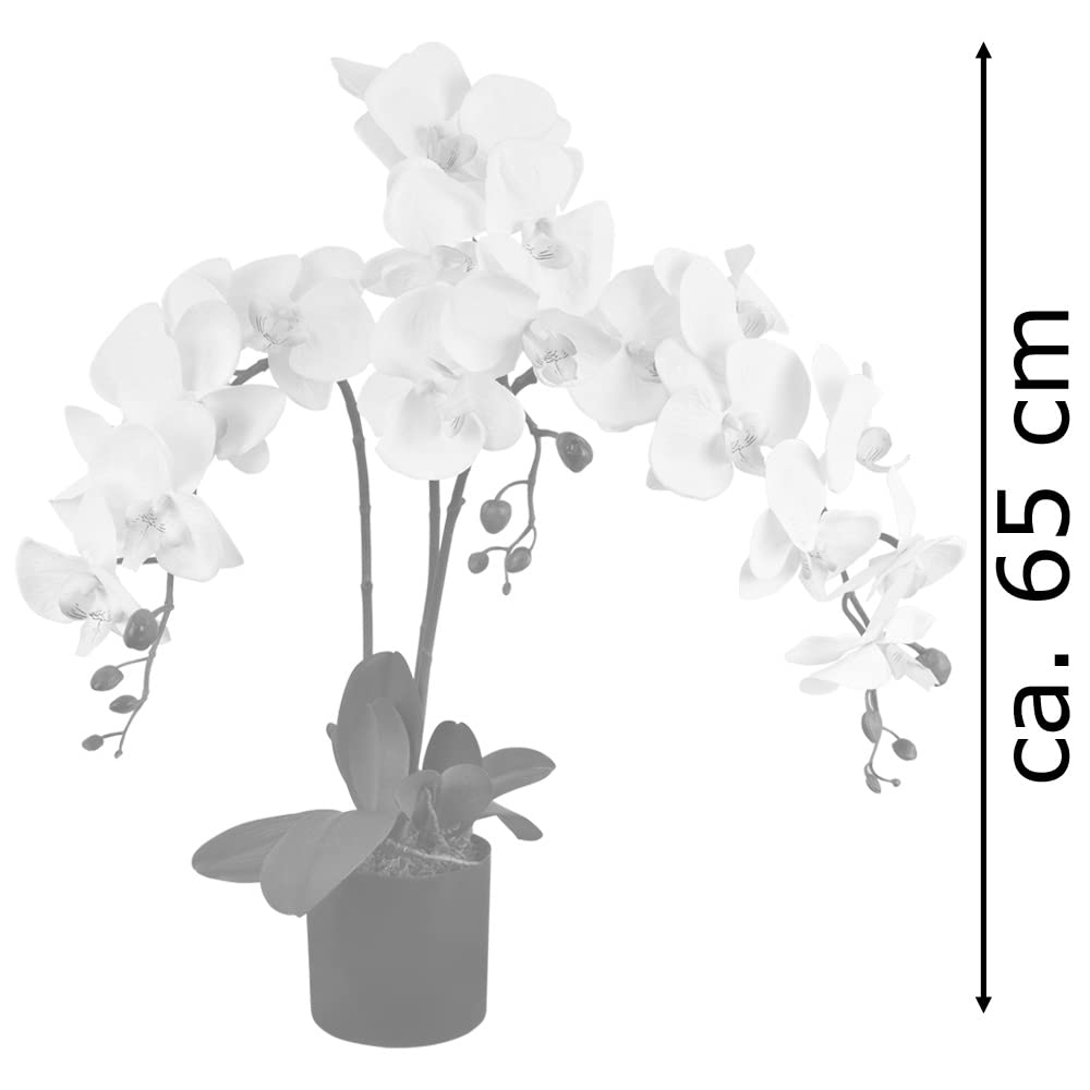 Decovego Orchidée Plante Artificielle Artificiel avec Pot 65cm Blanc