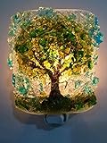 Oak Tree Handcrafted Fused Recycled Bottle Glass Art Night Light Nightlight Nitelite Unique Eco Gift