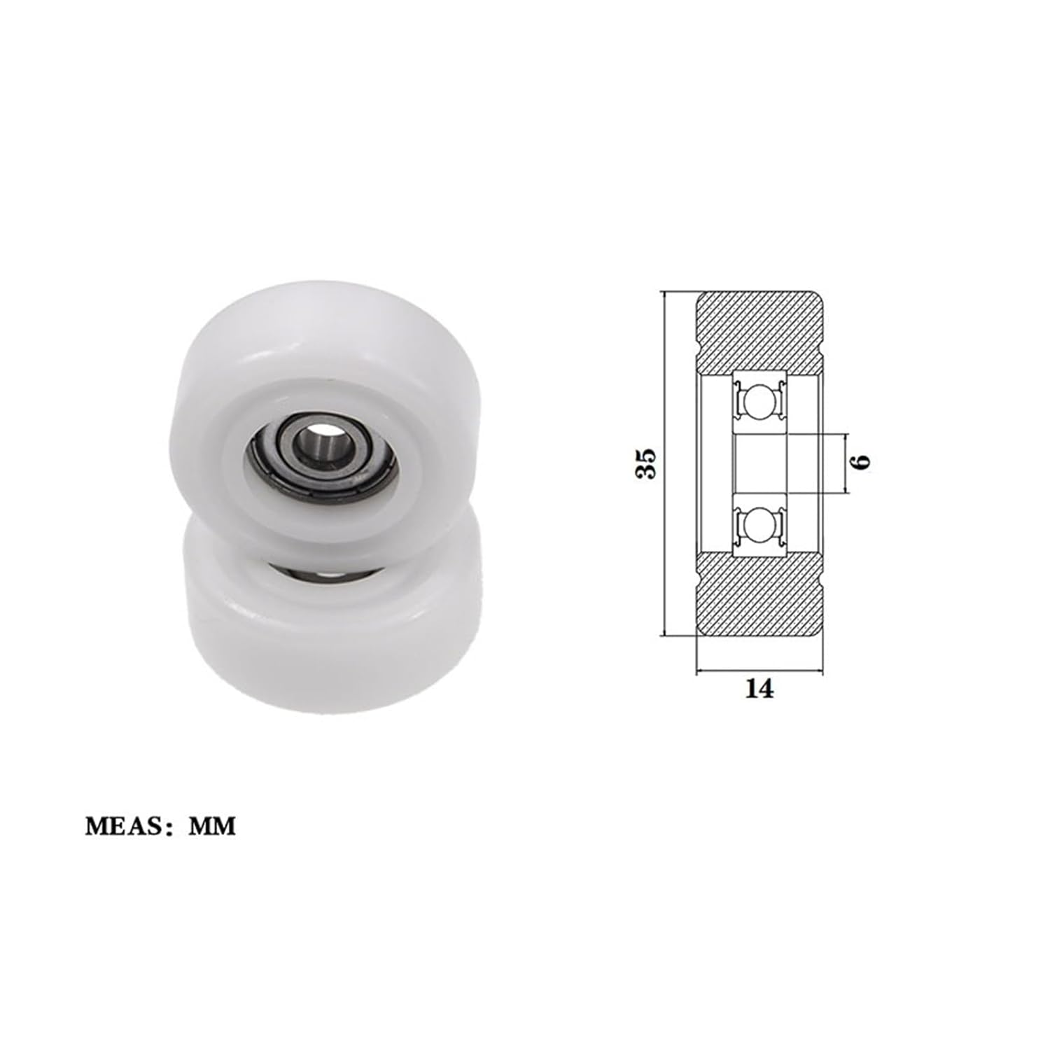 POM プラスチックコーティングベアリング BS62635-14 高耐摩耗性ナイロンプーリー