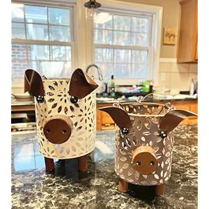 Farmhouse Metal Small Storage Basket Set For Kitchen or Bathroom Pig Decor, 2 Count Stackable Small Basket with Handle Farmhouse Metal Small Storage Basket Set For Kitchen or Bathroom Pig Decor 2 Count Stackable Small Basket with Handle