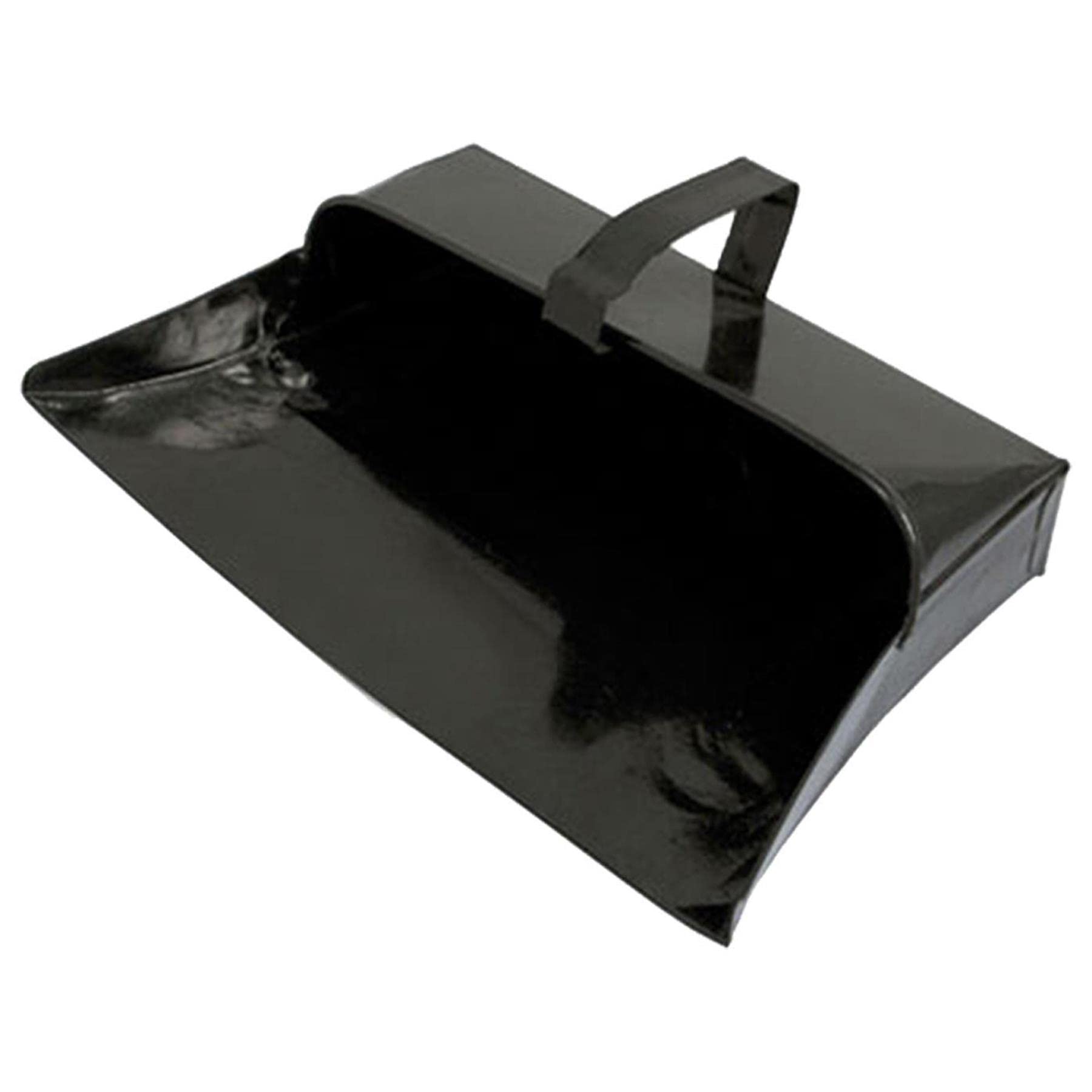 Dapetz Black ® Traditional Large Metal Dustpan Hooded Design With Handle Cleaning Scoop Dust Collector For Cleaning Tasks Home, Workshop & Garden 1Pc