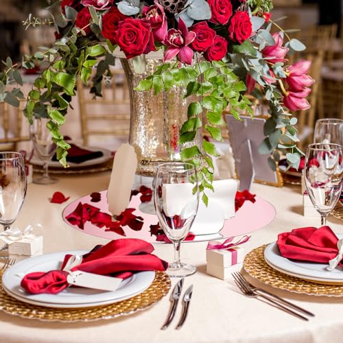 Image of Thyle 12 Pcs 10 Inch Acrylic Round Mirrors for Tables Centerpieces Circle Mirrors Candle Plates for Wall Wedding Table Centerpieces for Baby Shower Party, Thickness 1 mm (Rose Gold)