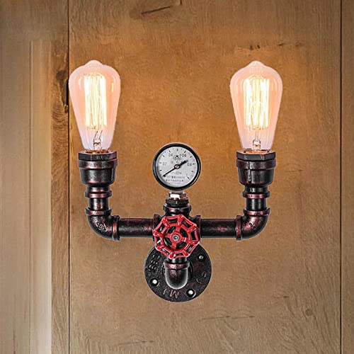 Applique murale vintage en forme de tuyau d'eau rétro industrielle, design steampunk, applique murale de loft, douille E27, éclairage LED pour bar, café,...