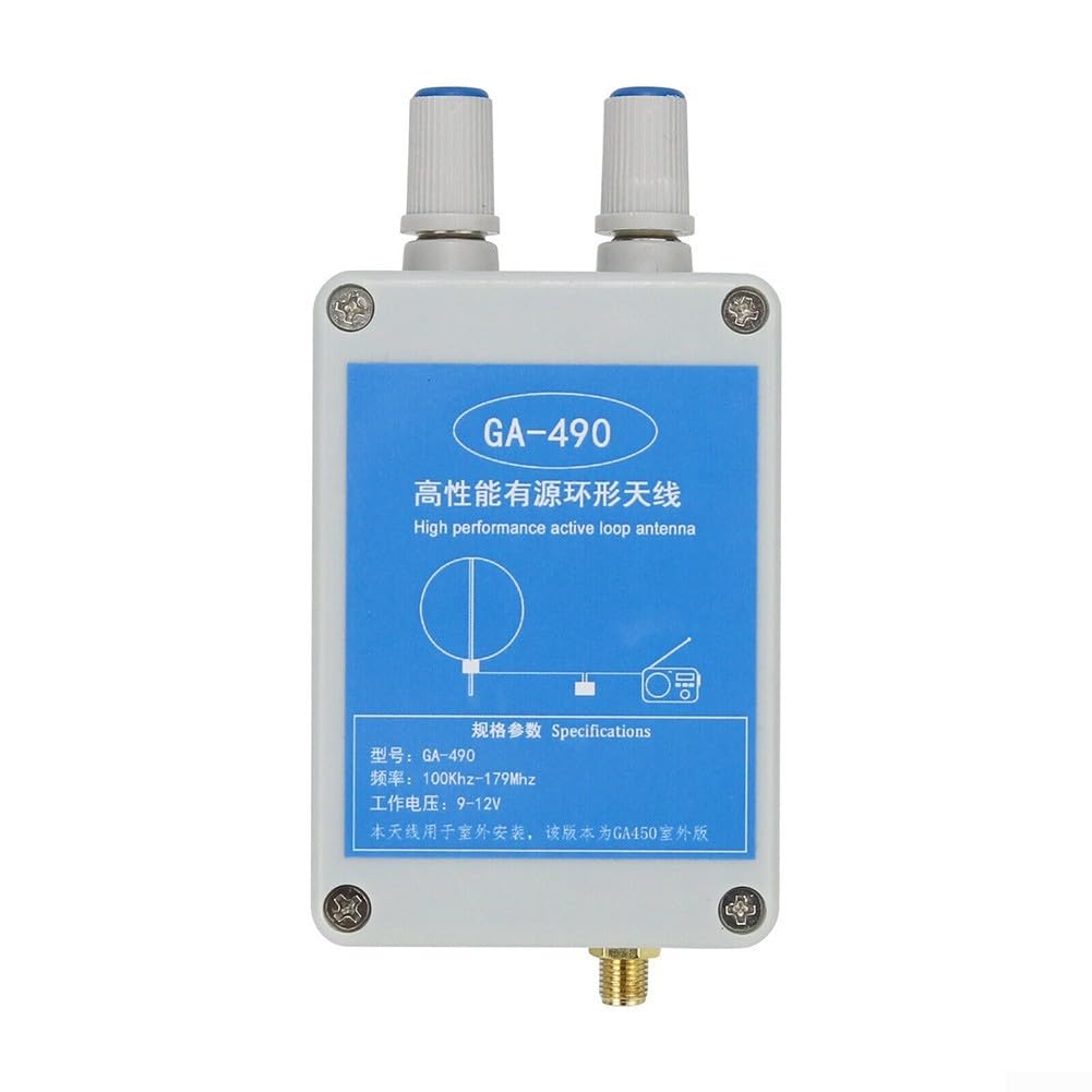 Antenne active Loop GA-490 haute performance 100 KHz-179 MHz avec câble RG174 de 10 m et connecteurs pour radios et récepteurs FM à ondes courtes aéronautiques à ondes courtes, installation extérieure