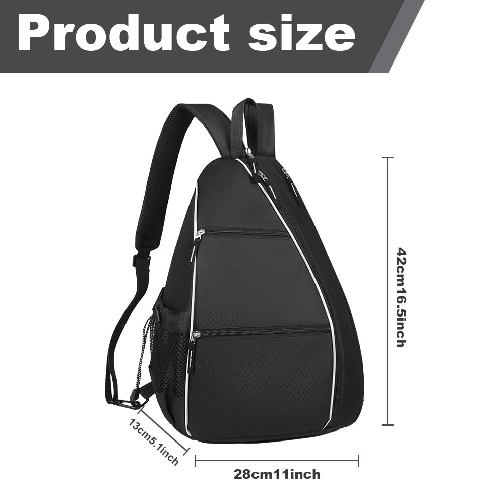 1 Unidad Bolsa de Pickleball, Pickleball Sling Bag Mochila, Mochila Cruzada Reversible para Hombres y Mujeres, Bolso Bandolera Portátil con Gancho para Equipo y Equipo, sostiene Palas, Pelotas