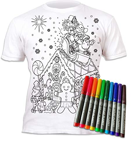 T-shirt à colorier de Noël pour occuper les enfants de 7-8 ans pendant les vacances