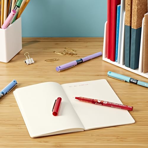 Pilot Bolígrafos BX V5- Bolígrafo Extra Fino Hi-Tecpoint con Punta 0.5mm Anchura Línea 0.3mm (1x Cada Color: Negro, Rojo, Azul, Verde, Violeta, Azul claro, Rosa Claro), paquete de 7