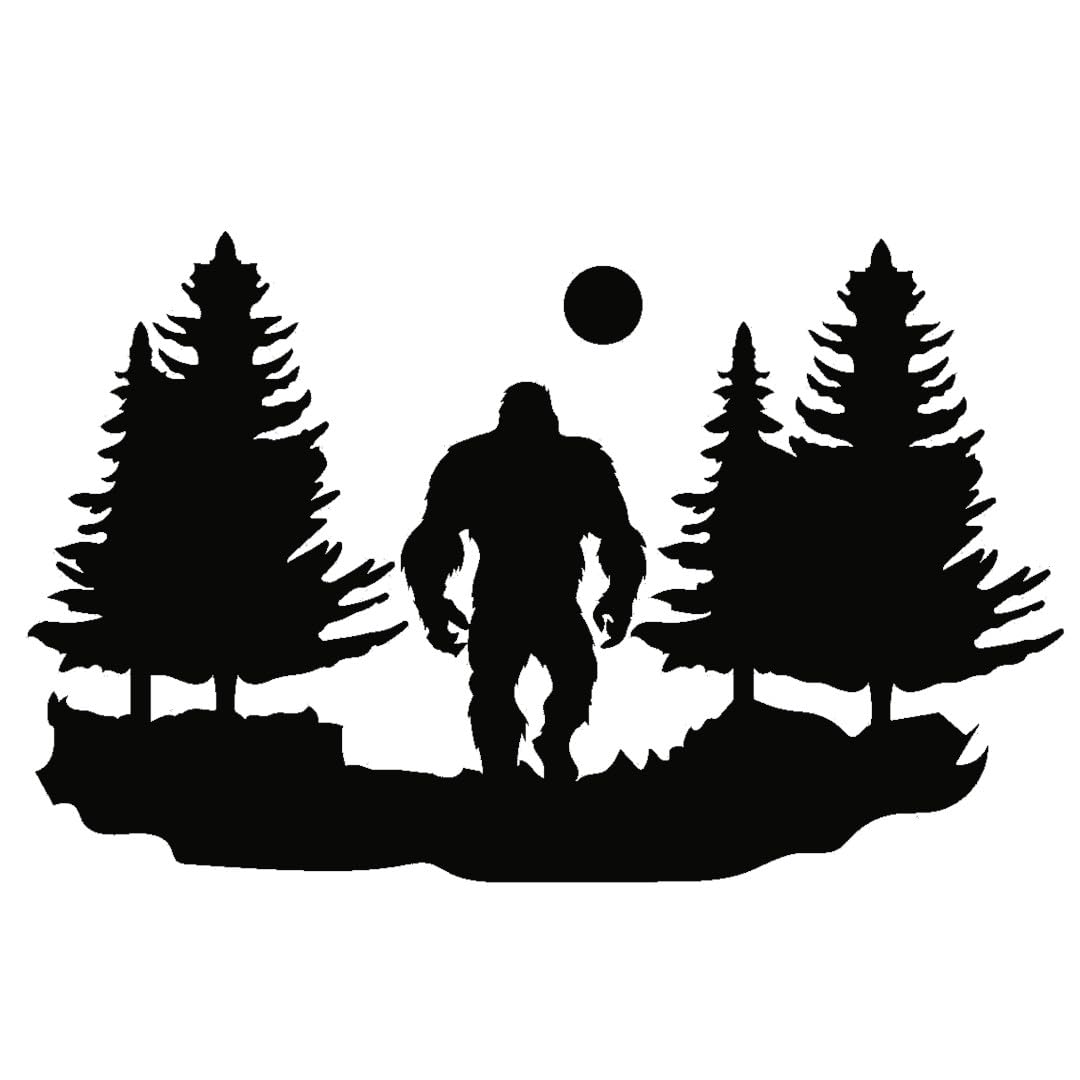 Hatcherabilia Men's Black Big Foot Walking In The Forest Silhouette Stickers - Sasquatch Stickers - Cute Stickers - Big Foot Sasquatch Gifts - Laptop Stickers - Nursery Wall Stickers = Skateboard Stickers (29Cm X 18Cm, )