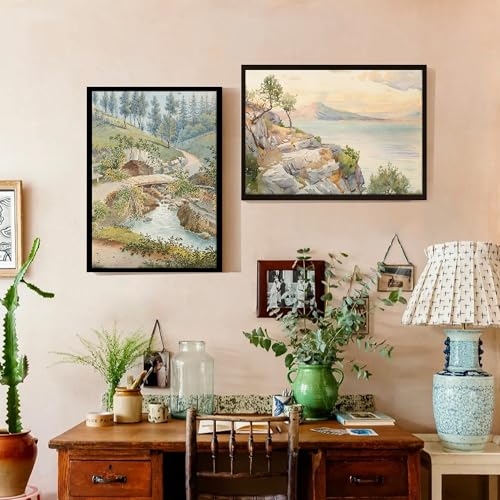 Image of upsimples 20x28 Picture Frame Set of 5, Display Poster 16x24 with Mat or 50.8x71.1 cm Without, Wall Hanging 1000 Pieces Puzzles Frames, Black