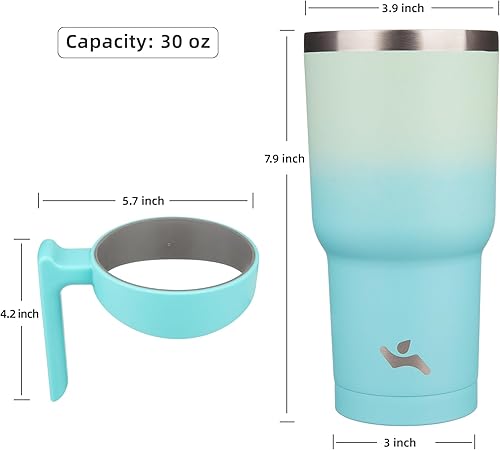 Miniatura 336 de 10 oz Tumbler with Handle and 2 Straw 2 Lid, Insulated Water Bottle Stainless Steel Vacuum Cup Reusable Travel Mug,Turquoise Negro