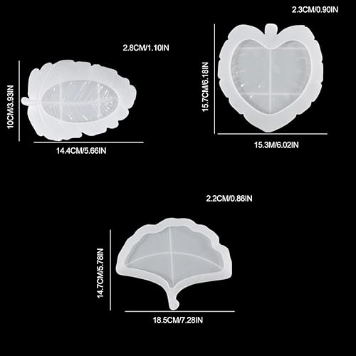 Miniatura 6 de Moldes de silicona, 3 piezas de hojas de molde de silicona hojas de molde de fundición bandeja de moldes de bandeja de bricolaje posavasos bandeja