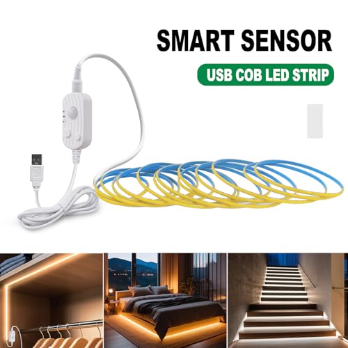 Tira LED COB 5V USB KISUFU, 320 LEDs/m, Regulable 4M miniatura 3
