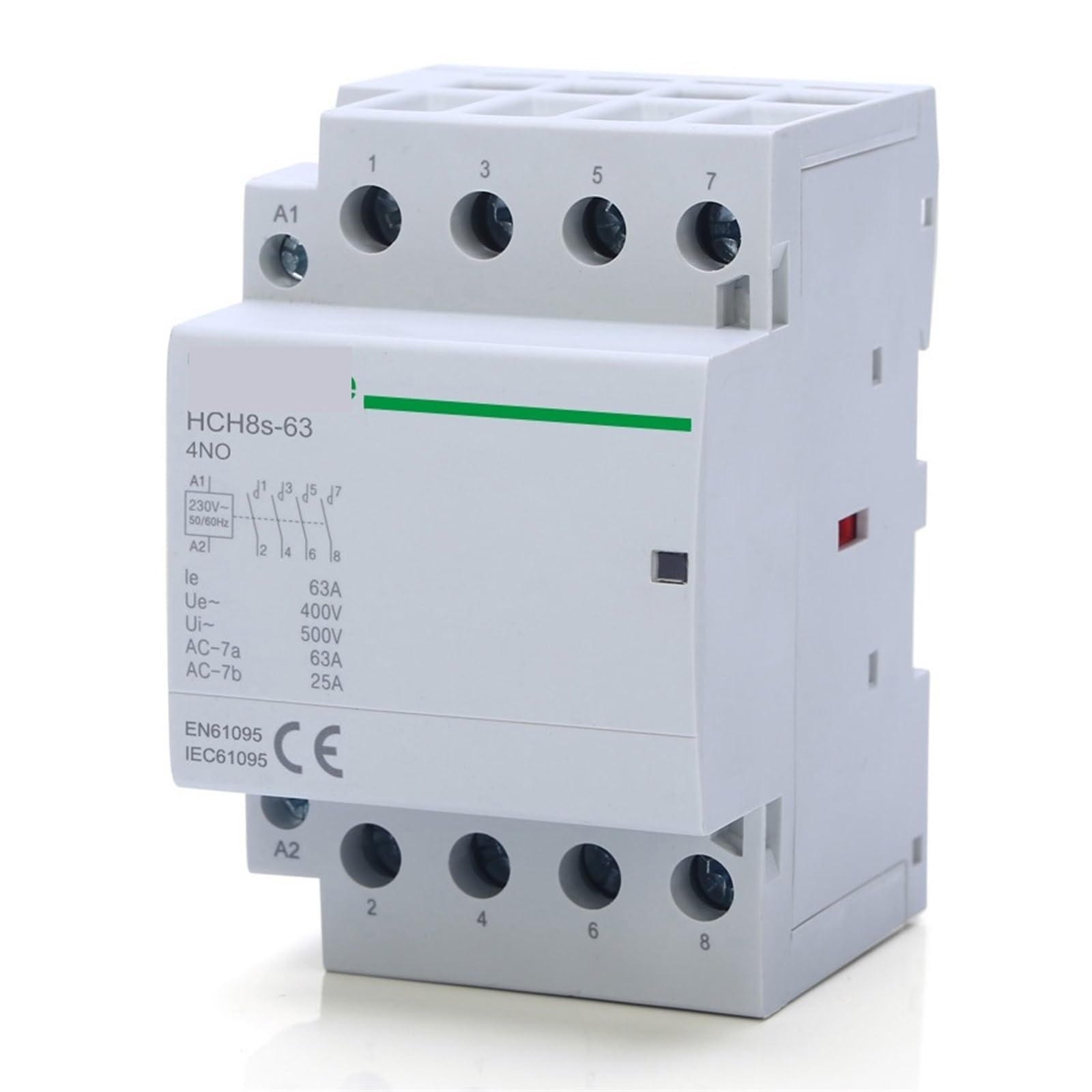 Contactor modular HCH8s-63 4P 63A para riel DIN automatización doméstica 24V 6