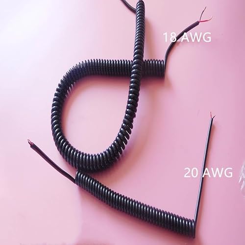 Feder Spirale 2-adriges 22AWG-Federspiralkabel, Dehnung 1 Meter, 2 Meter, 3 Meter, 6 Meter, 9 Meter, 10 Meter, Teleskopdraht Einziehbar Spule (Size : Stretch 1 meter, Color : 2 cores 22AWG)