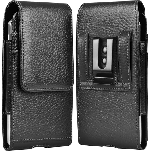 Takfox Phone Holster for Samsung Galaxy S25 Ultra S24 Plus S23 S22 S21 S20 FE 5G S10 A17 A16 A15 A14 A13 A35 A26 A36 A56 A51 A71 5G, Note 20 J7 J3 Leather Cell Phone Pouch Belt Clip Holder Case,Black