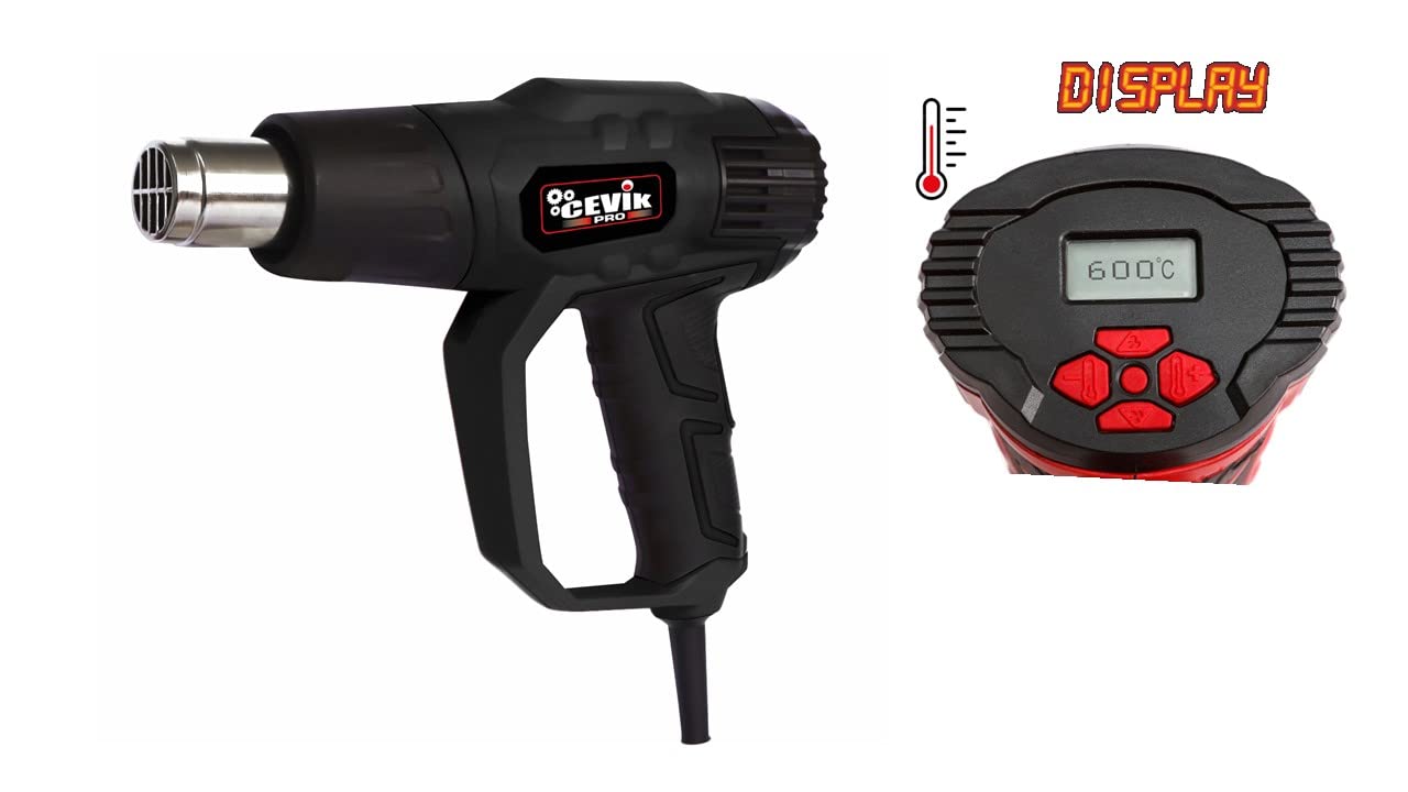 CEVIK CE-GW1030M Pistola de Calor 2000W con Pantalla Digital – Decapador Aire Caliente con Control Preciso – Pistola de Aire Caliente para Bricolaje y Uso Profesional