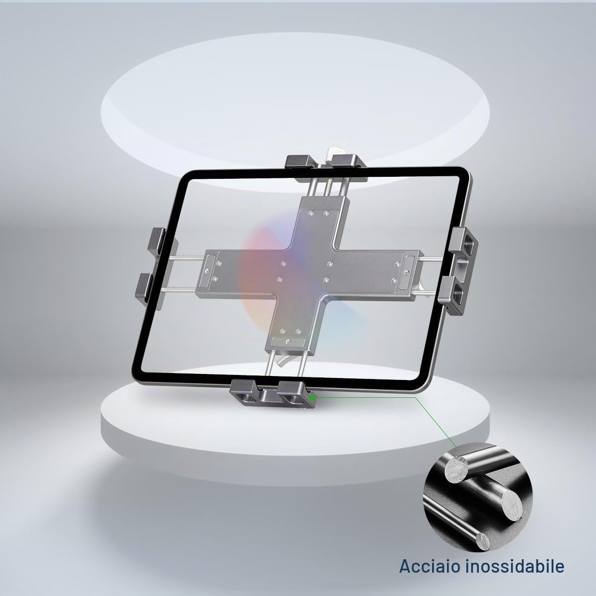 FANAUE Supporto in metallo per iPad con adattatore a sfera da 1 pollici, girevole a 360°, adatto per parabrezza, cruscotto o scrivania, per tutti i tablet da 8 a 12,9"