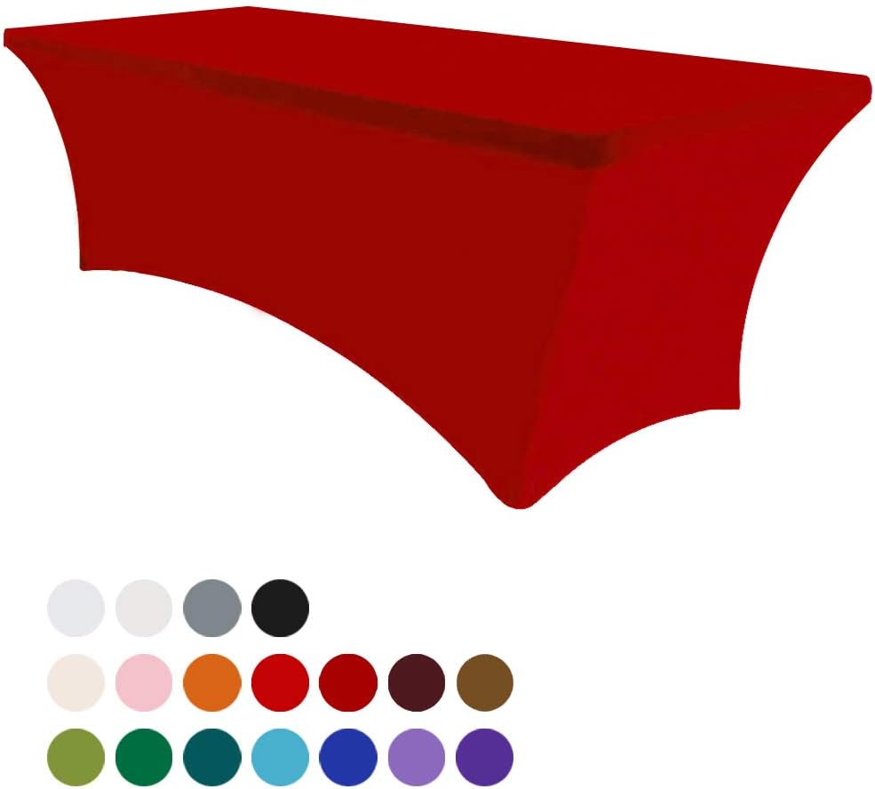Eurmax 6Ft Rectangular Fitted Spandex Tablecloths Wedding Party Patio Table Covers Event Stretchable Tablecloth (Burgundy)
