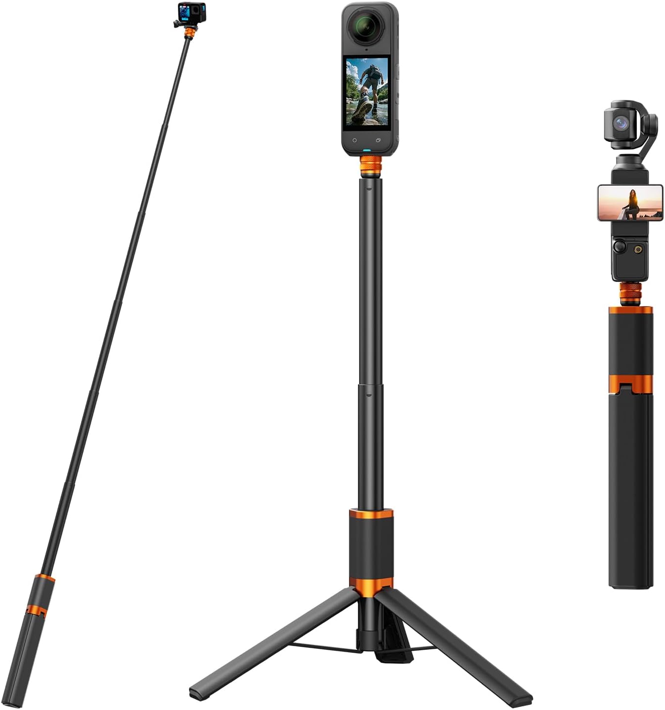 2 in 1 Action Camera Invisible Selfie Stick Tripod for Insta360 X5/X4/X3-48″ Extension Pole Selfie Stick Handle Grip Adjustable Waterproof for GoPro Hero 13/12/11 DJI OSMO 360 Pocket 2 in 1 Action Camera Invisible Selfie Stick Tripod for Insta360 X5/X4/X3-48″ Extension Pole Selfie Stick Handle Grip Adjustable Waterproof for GoPro Hero 13/12/11 DJI OSMO 360 Pocket