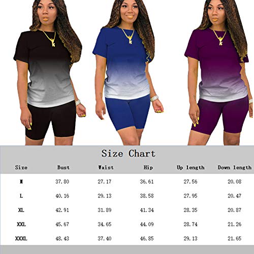 Tie Dye Women 2 Piece Outfits Sets for Women Sexy Bodycon Short Sleeve Tracksuits Jogger Shorts Pants Set Black M - Thumbnail 3