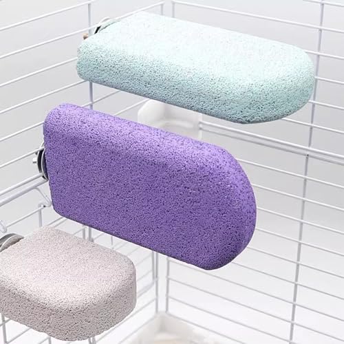 Image of Pet Teeth Grinding Stone and Perch, Bird Perch Stands, Natural Chewing Toys for Small Medium Birds Budgies Conures Cockatiels Rats (4 Colores, Big)