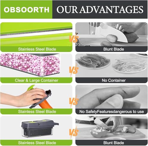 Image of Multi-Functional Vegetable Chopper (14-in-1 /22-in-1) | Food Cutter with Interchangeable Blades, Storage Container, Onion Chopper, Slicer, Dicer, Grater | Kitchen Tool (14 in 1 Multipurpose Chopper)