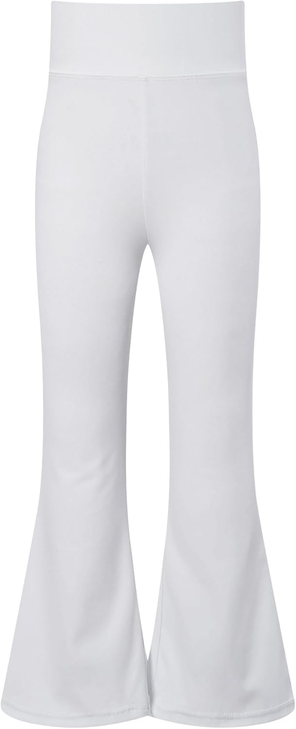 Kids Girls Solid Flare Leggings Workout Athletic Yoga Bell-Bottom Pants Jazz Hip Hop Street Dance Trousers