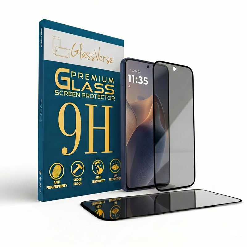 Image of GlassVerse Ultra Privacy Tempered Glass For Motorola Edge 60 Stylus (PACK OF 1) with Free Installation Kit. Edge To Edge. (In-Screen FingerPrint Lock will not work with the Privacy Guard) - 6.7 inch