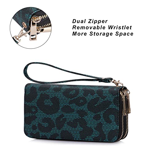 Image of Cellphone Wallet for Women Dual Zipper Long Purse with Removable Wristlet
