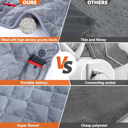 Cordless Weighted Heating Pad with Battery for Women and Men