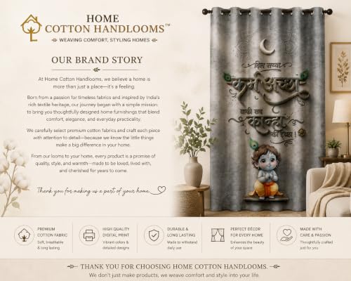 Image of Shubh Janmashtami Digital Print Eyelet Curtain| 7Ft 1pc| Home Decor
