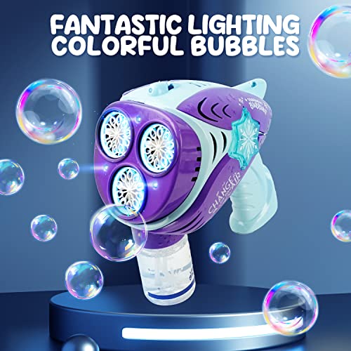Bellochiddo Bubble Gun - Automatic Bubble Machine Gun With Rechargeable Battery, Light Up Bazooka Bubble Gun For Kids, Summer Outdoor Toys, Christmas Party Birthday Gifts For Boys & Girls #TOP2