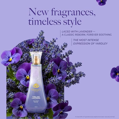 Image of Yardley London English Lavender Perfume for Women, 100ml - 90% Naturally Derived, Daily Wear Spray | Lavender & Musk Fragrance