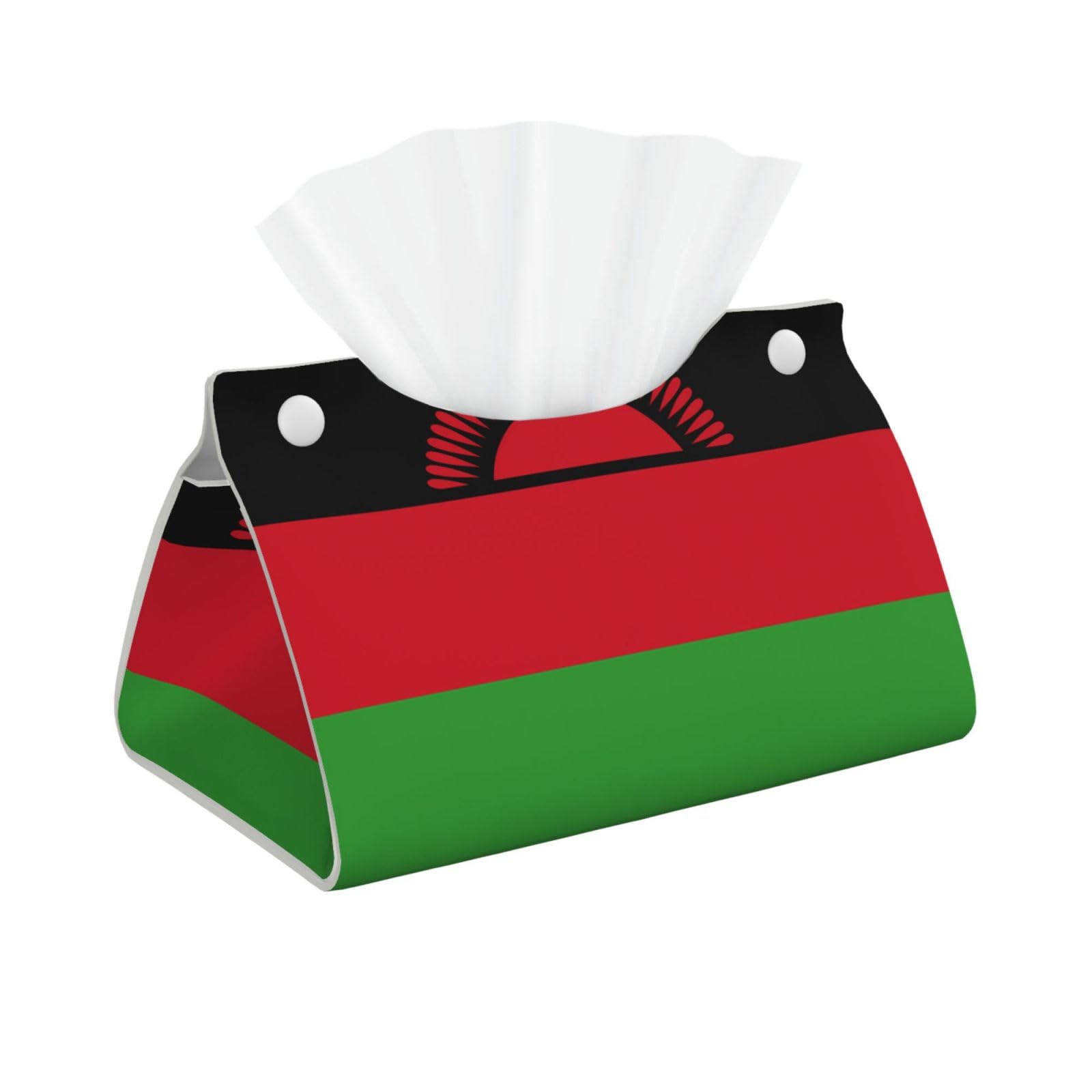 Flag of Malawi Long Leather Tissue Box Cover-Waterproof PU Leather Tissue Holder for Bathroom, Decorative Rectangular Tissue Case