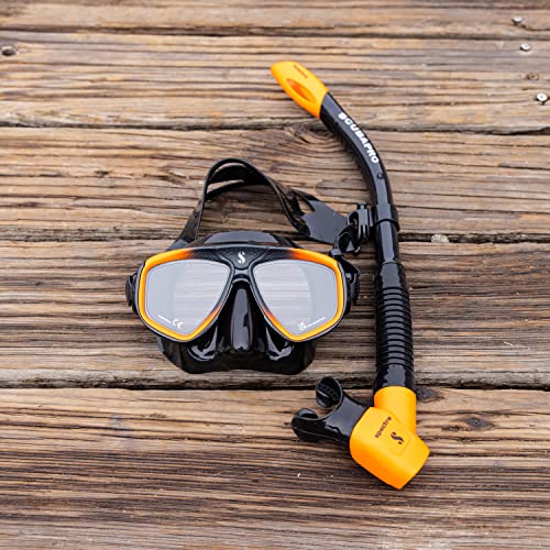 Máscara de buceo SCUBAPRO Zoom con lente dual Ultra Clear y sistema de cambio rápido para lentes ópticos, color negro con naranja miniatura 7